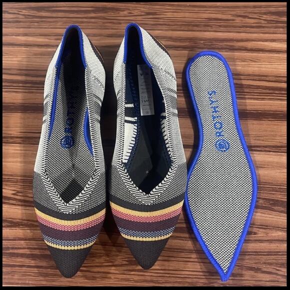 Rothy’s the point retired inverse striped size 9.5 woman’s flat shoes - Picture 7 of 12